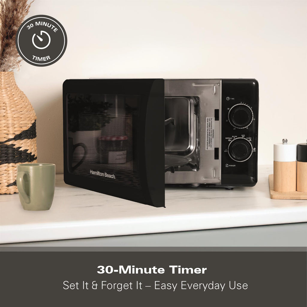 Hamilton Beach 20L Manual Black Microwave With Stainless Steel Cavity