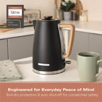 Hamilton Beach Scandi 1.7L Kettle - Matte Black with Wood Effect - Hamilton Beach UK