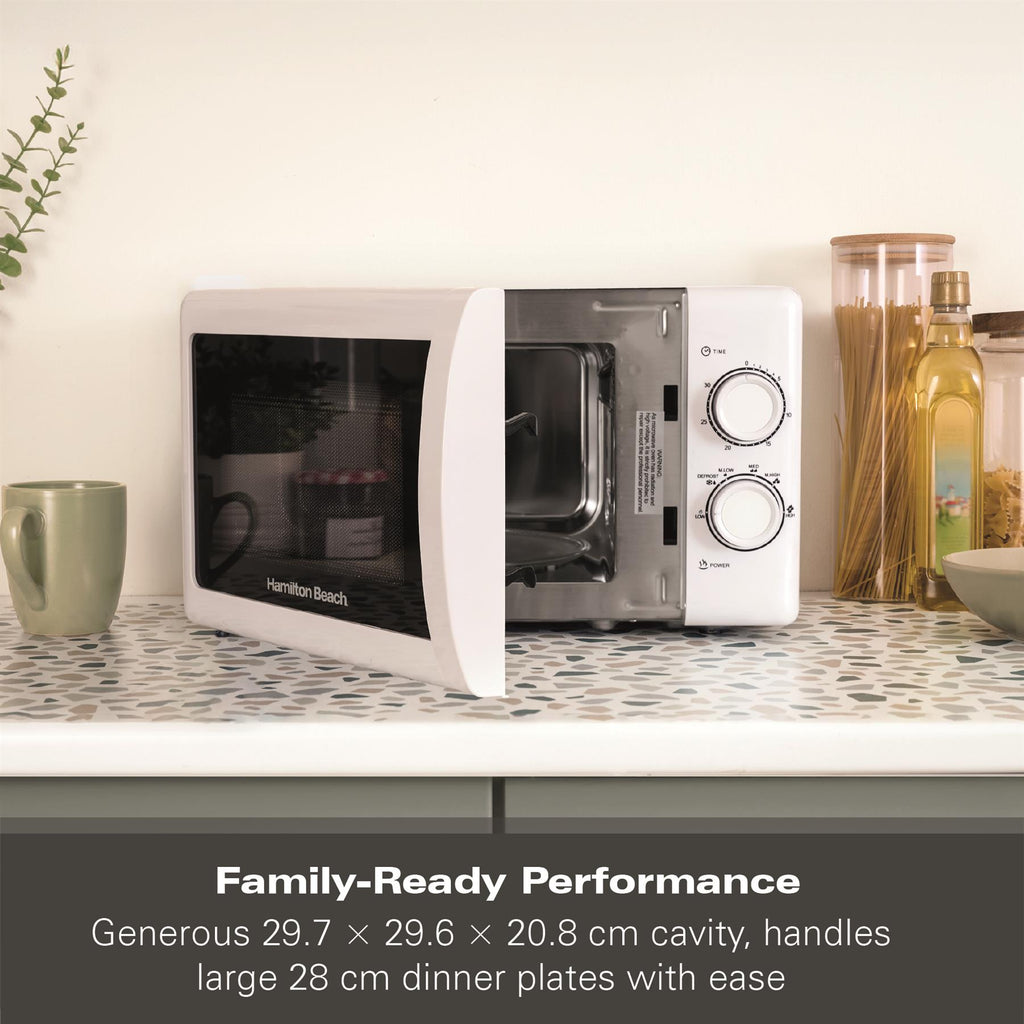 Hamilton Beach 20L Manual White Microwave With Stainless Steel Cavity