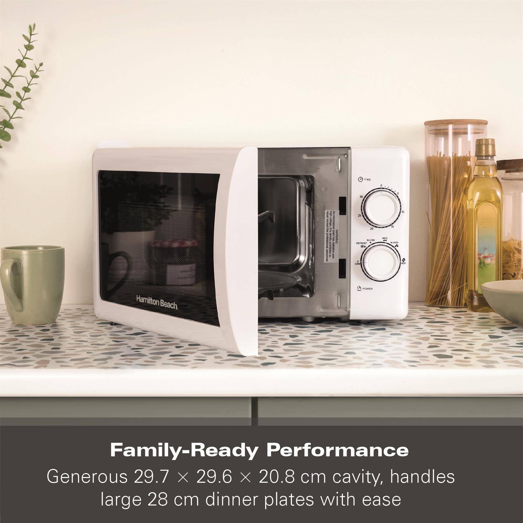 Hamilton Beach 20L Manual Microwave With Stainless Steel Cavity