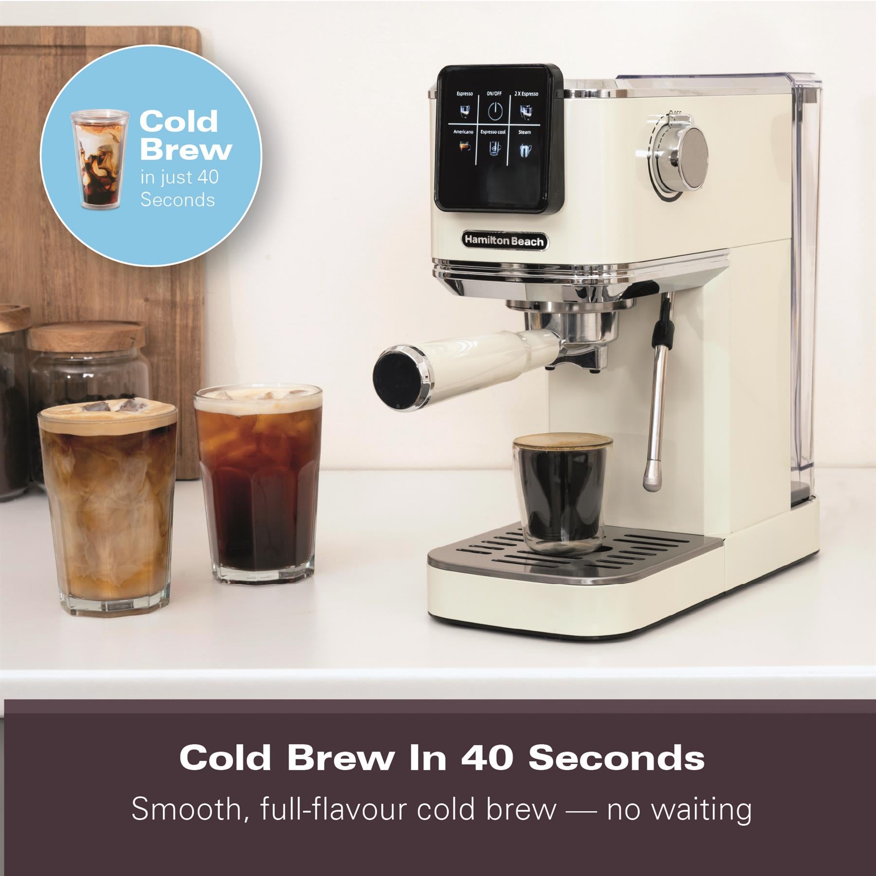 Hamilton Beach BaristaPro Touch 5-in-1 Espresso Machine Cream