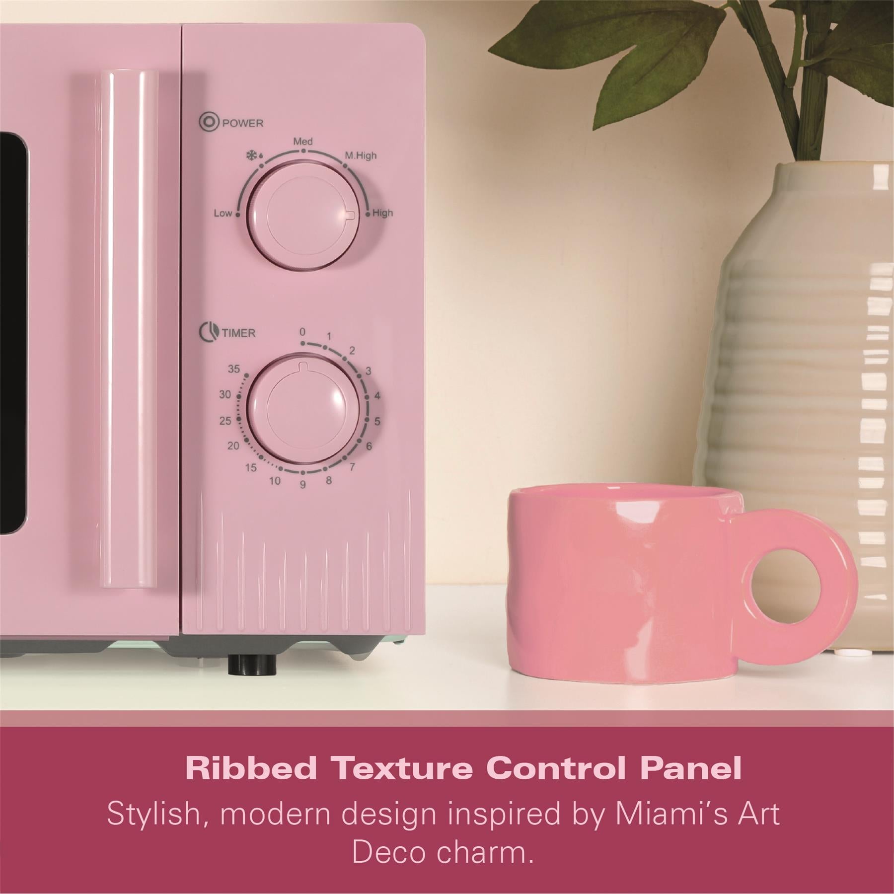 Hamilton Beach Miami Manual 800W Microwave - Flamingo Pink