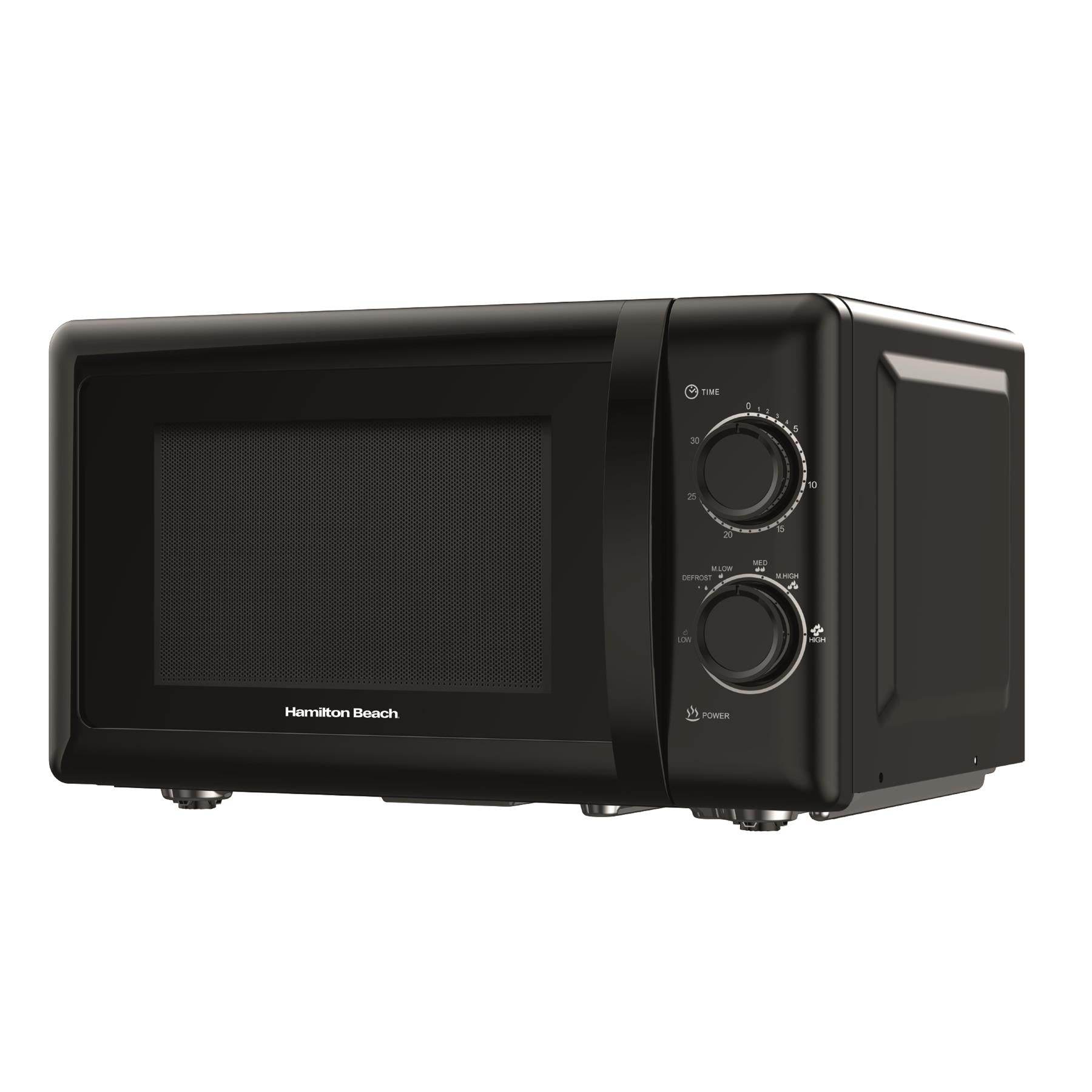 Hamilton Beach 20L Manual Microwave With Stainless Steel Cavity - Black - Hamilton Beach UK