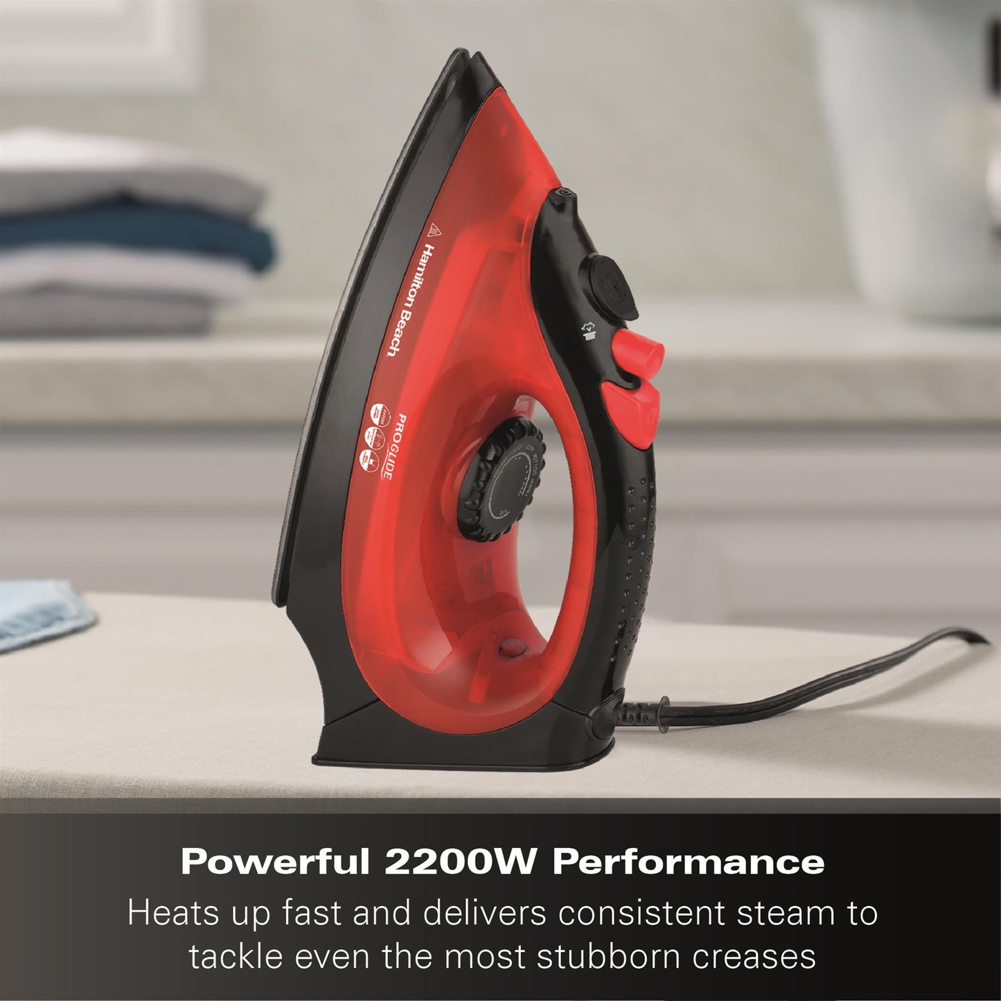 Hamilton Beach ProGlide 2200W Corded Steam Iron - Red & Black
