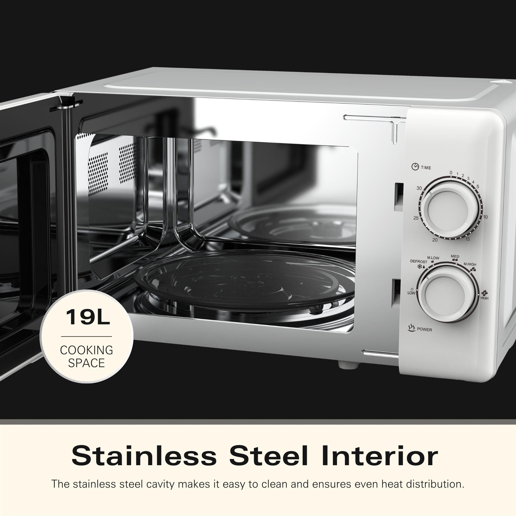Manual 20L Microwave With Stainless Steel Cavity - White