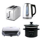 Hamilton Beach Rise Kettle, Toaster, Sandwich Toaster, 1.8L Slow Cooker Set - Black