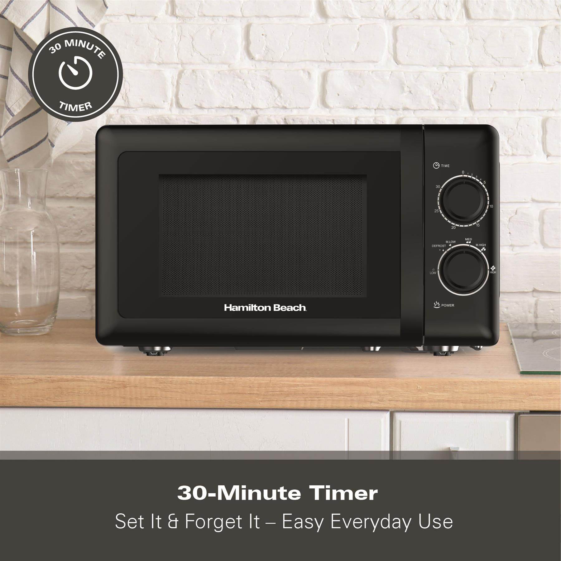 Hamilton Beach 20L Manual Microwave With Stainless Steel Cavity - Black - Hamilton Beach UK