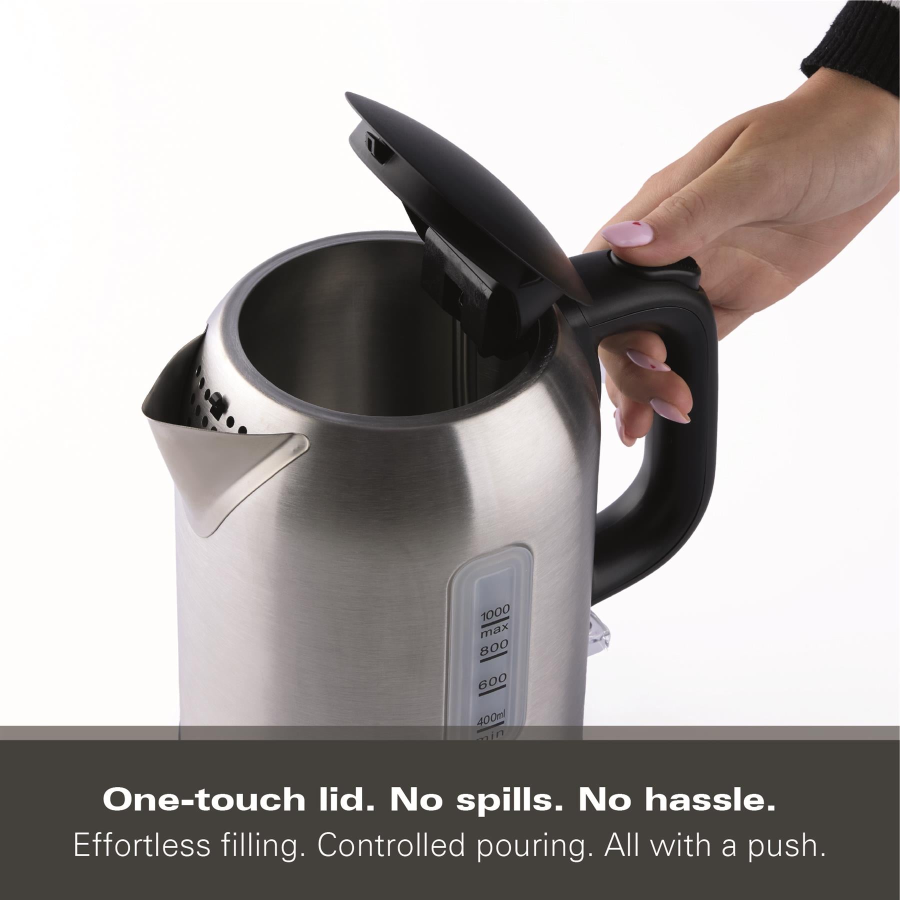 Compact 1L Kettle - Brushed Stainless Steel