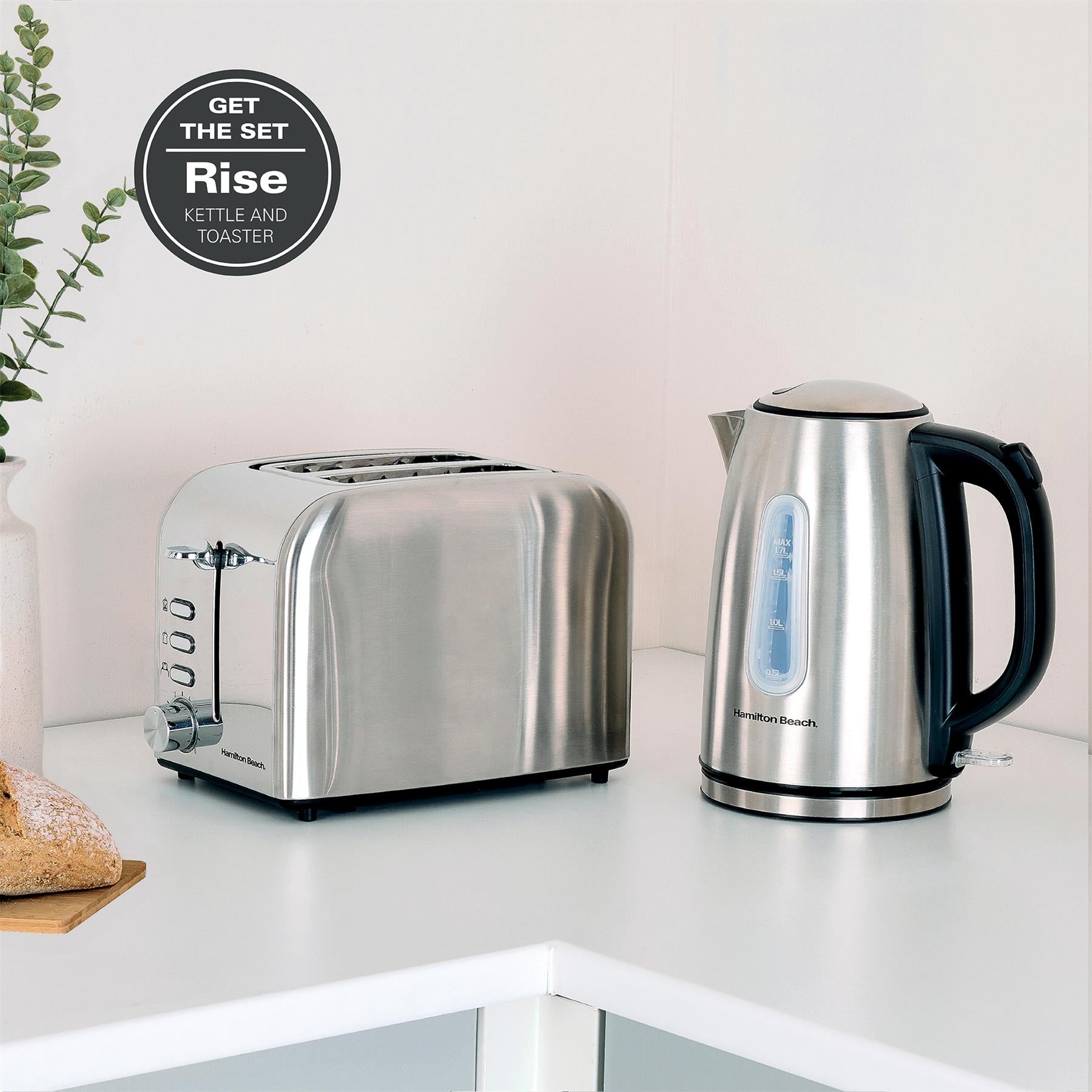 Rise Kettle & 2 Slice Toaster Set - Brushed