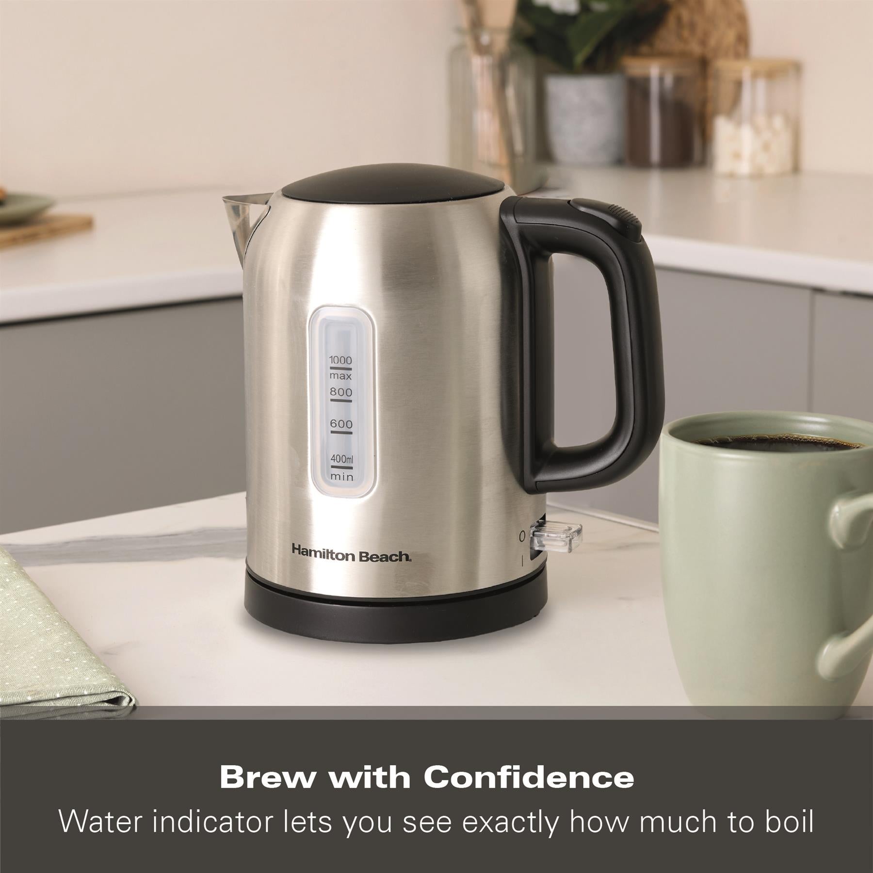 Compact 1L Kettle - Brushed Stainless Steel