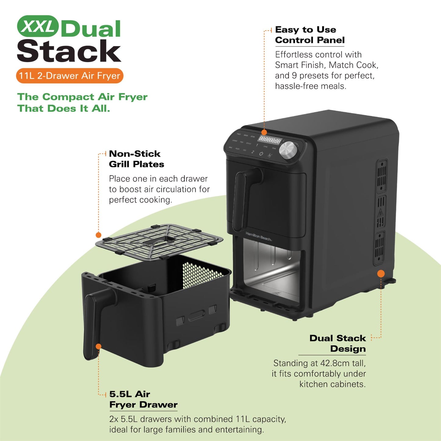 Hamilton Beach XXL Dual Stack 2 Drawer Air Fryer