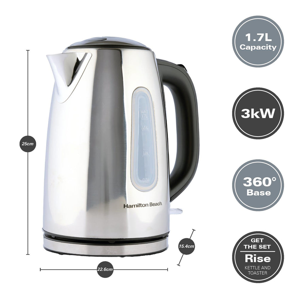 Hamilton Beach Rise 1.7L Polished Stainless Steel Kettle