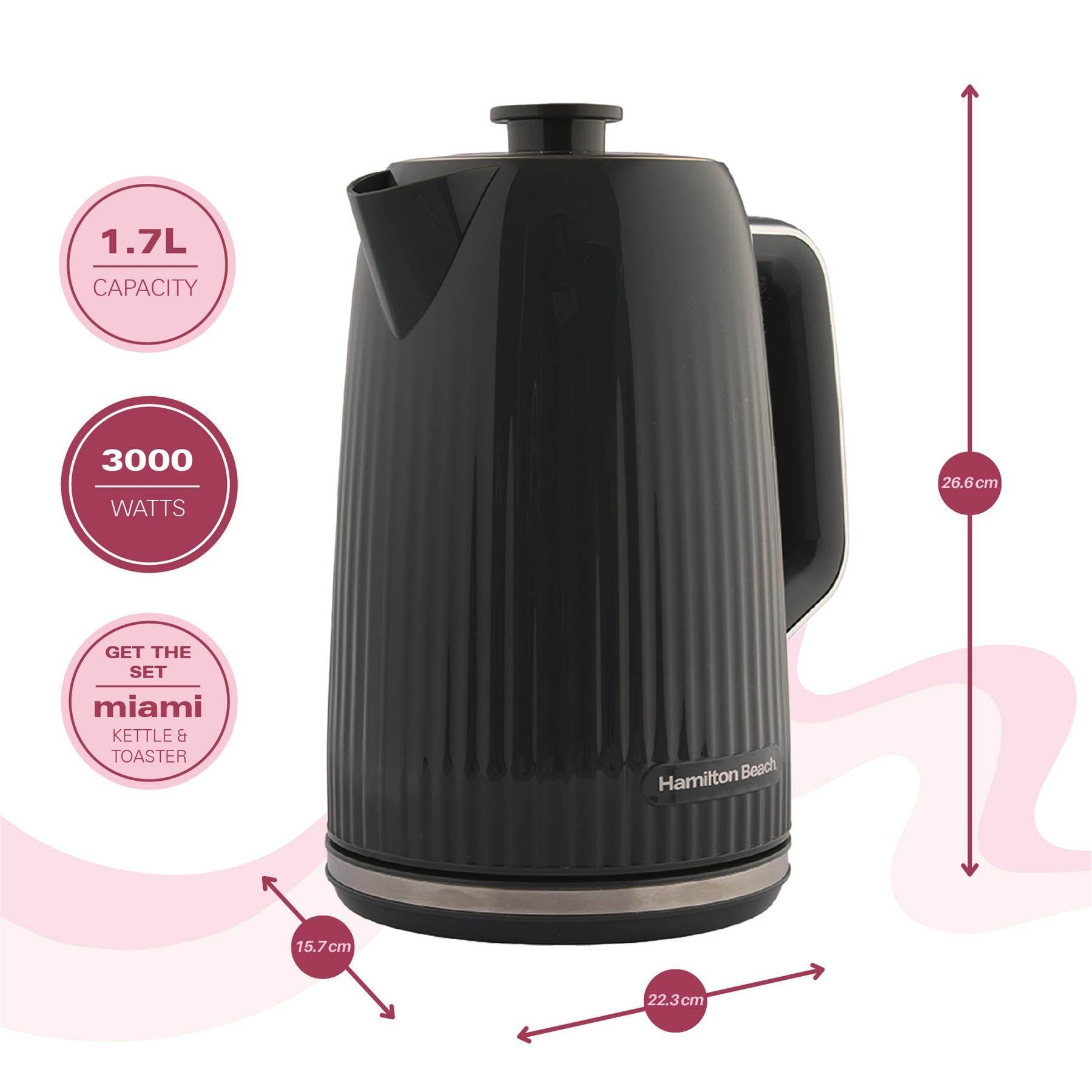 Hamilton Beach Miami 1.7L Kettle Charcoal Grey - Hamilton Beach UK