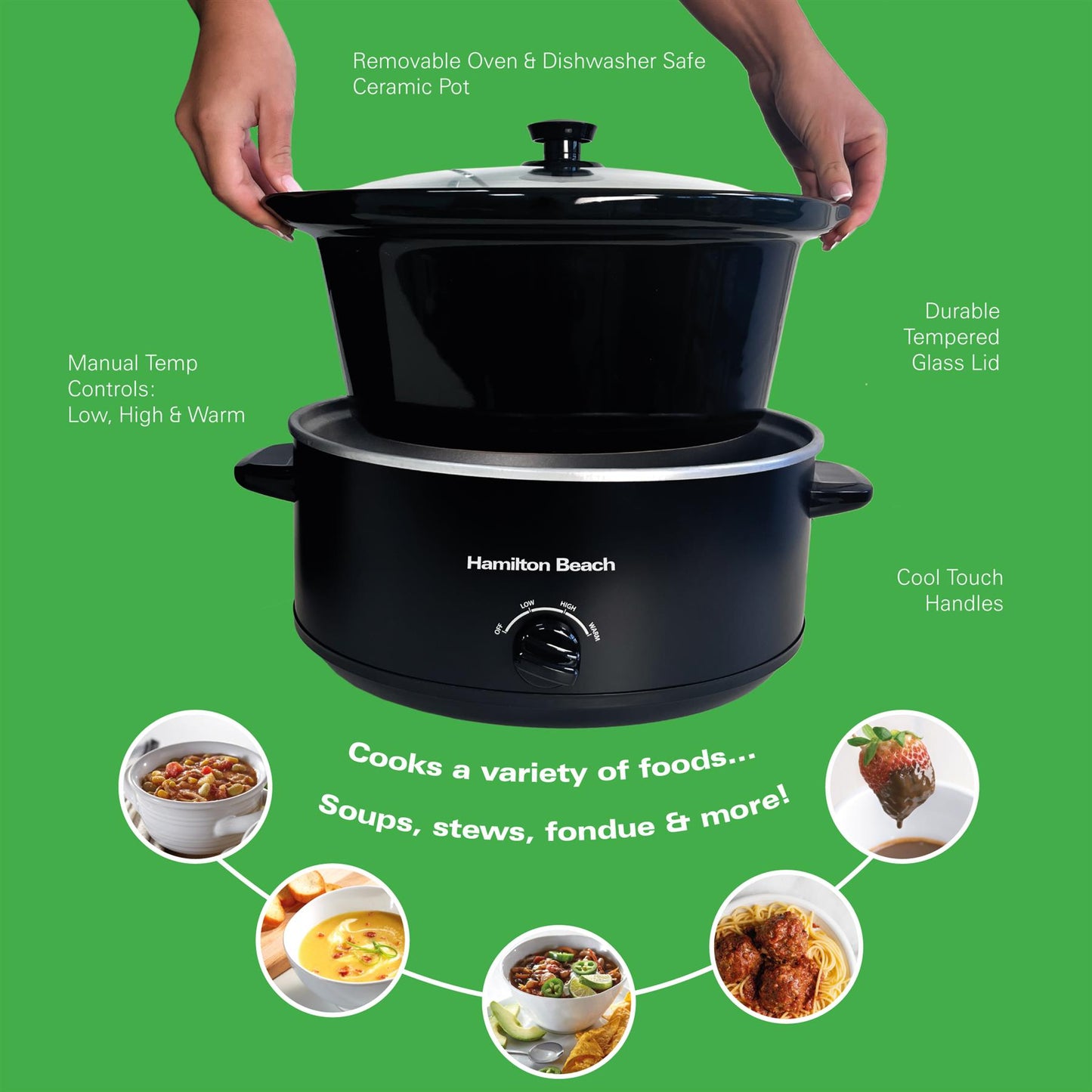 Hamilton Beach 'The Family Favourite' 6.5L Black Slow Cooker
