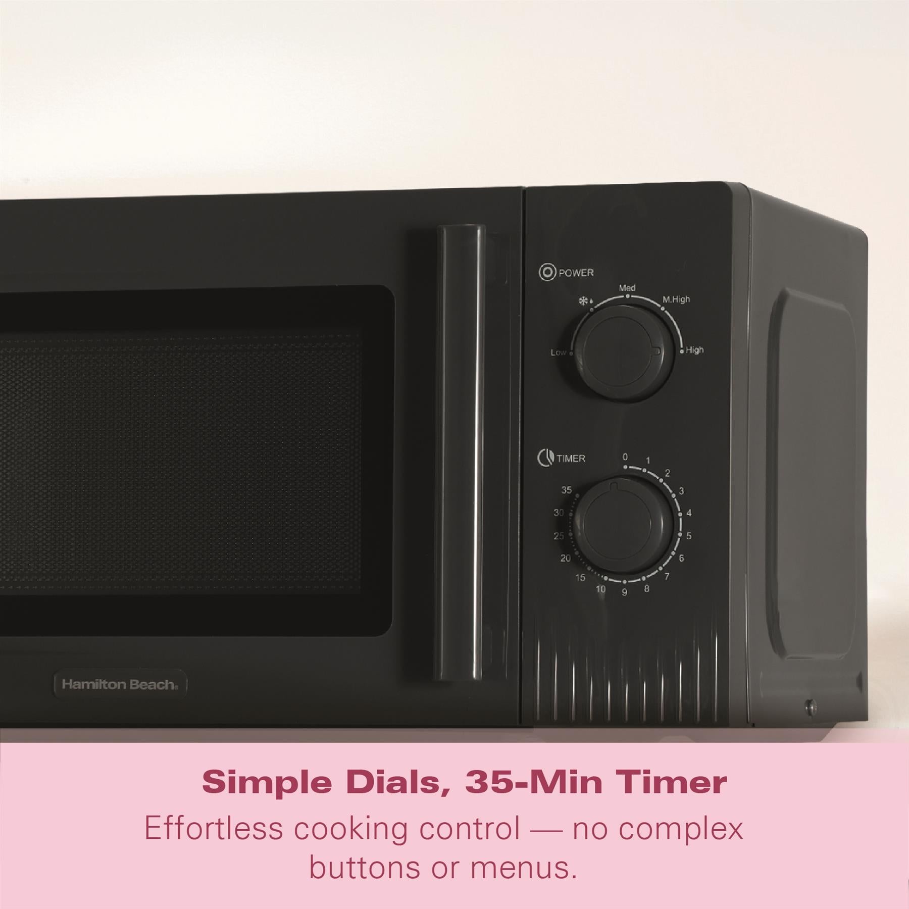 Hamilton Beach Miami Manual 800W Microwave - Charcoal Grey