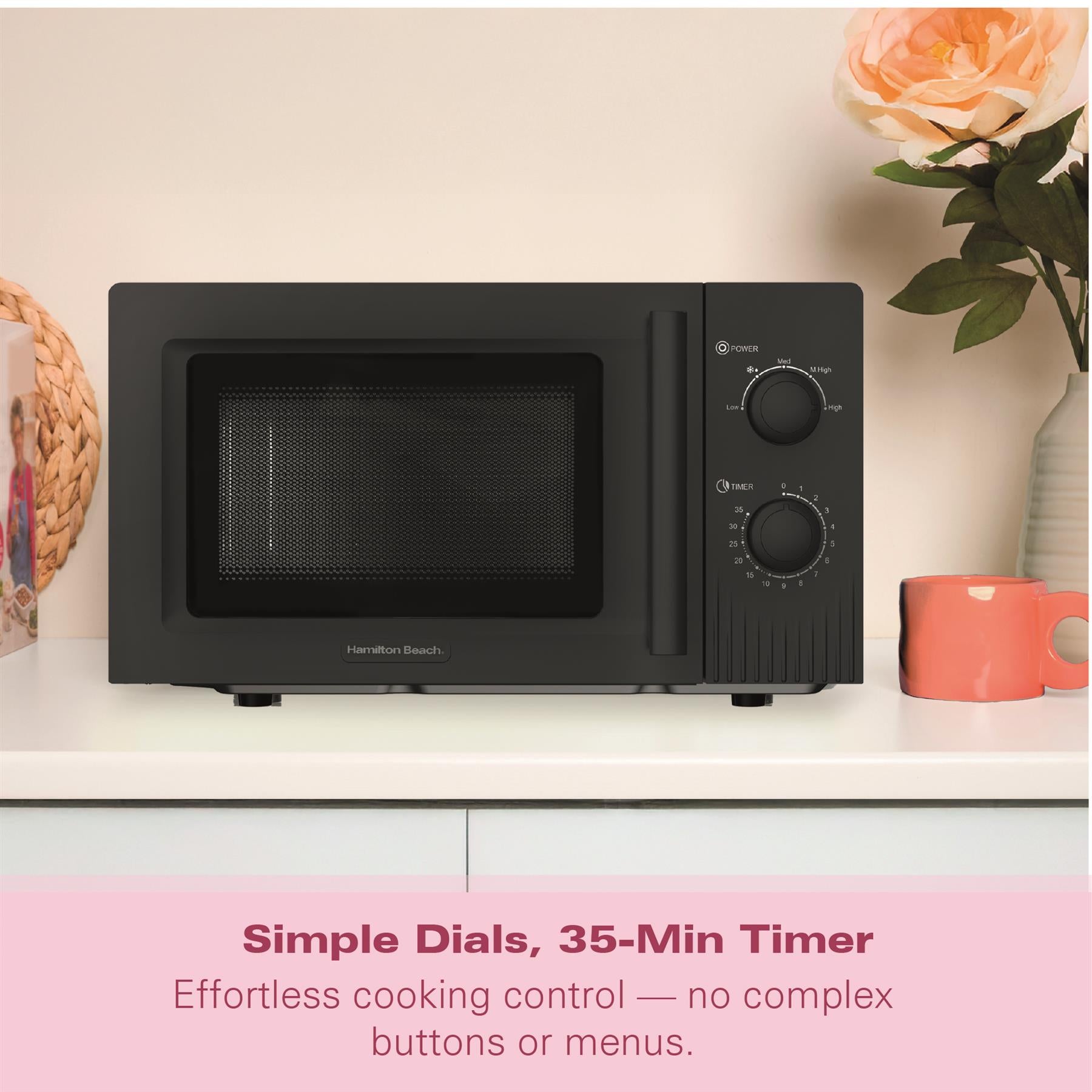 Hamilton Beach Miami Manual 800W Microwave - Charcoal Grey