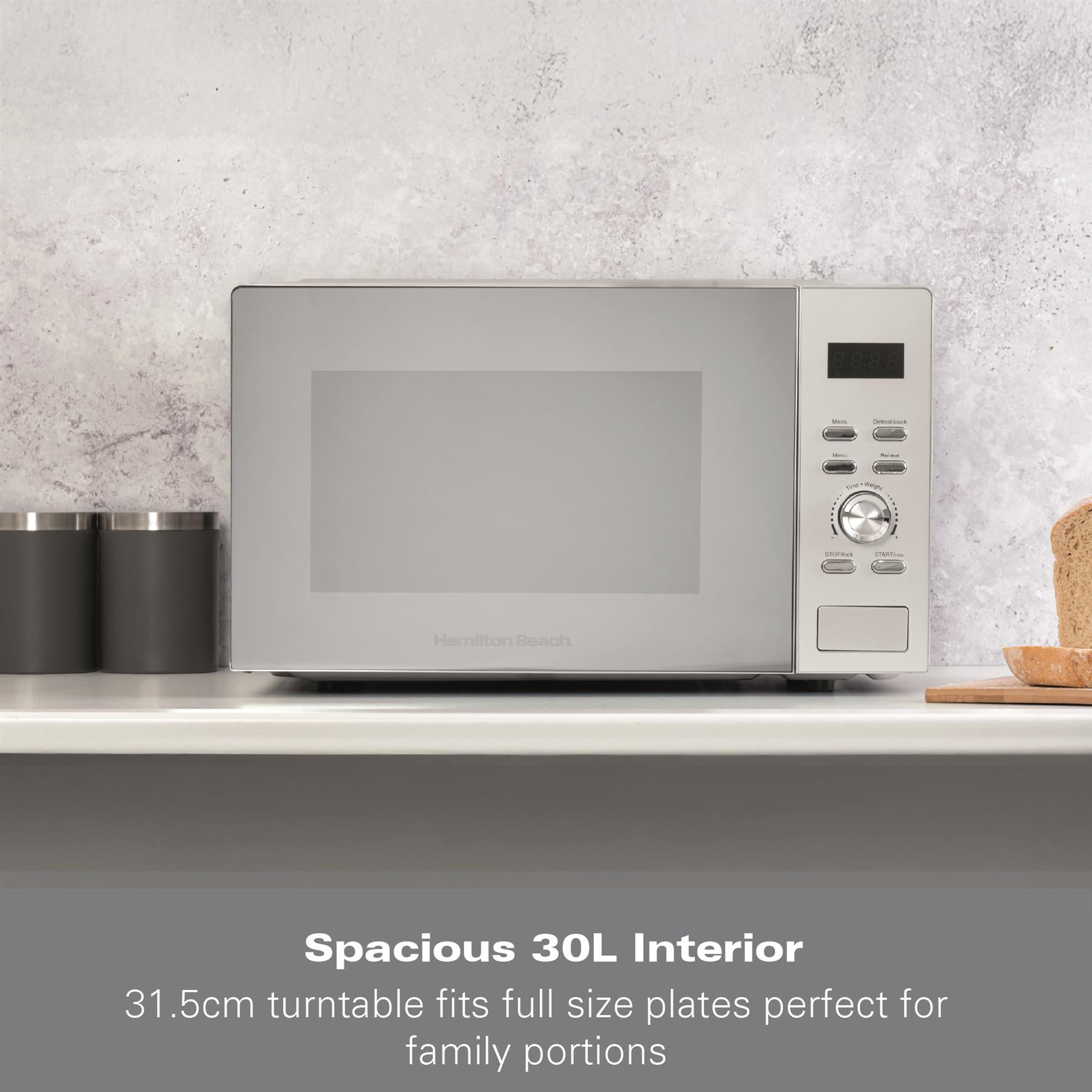 Hamilton Beach 30L Silver Family Microwave
