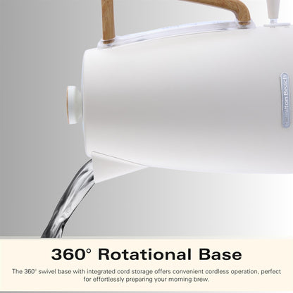 Hamilton Beach Scandi 1.7L Kettle Matte Cream with Wood Effect