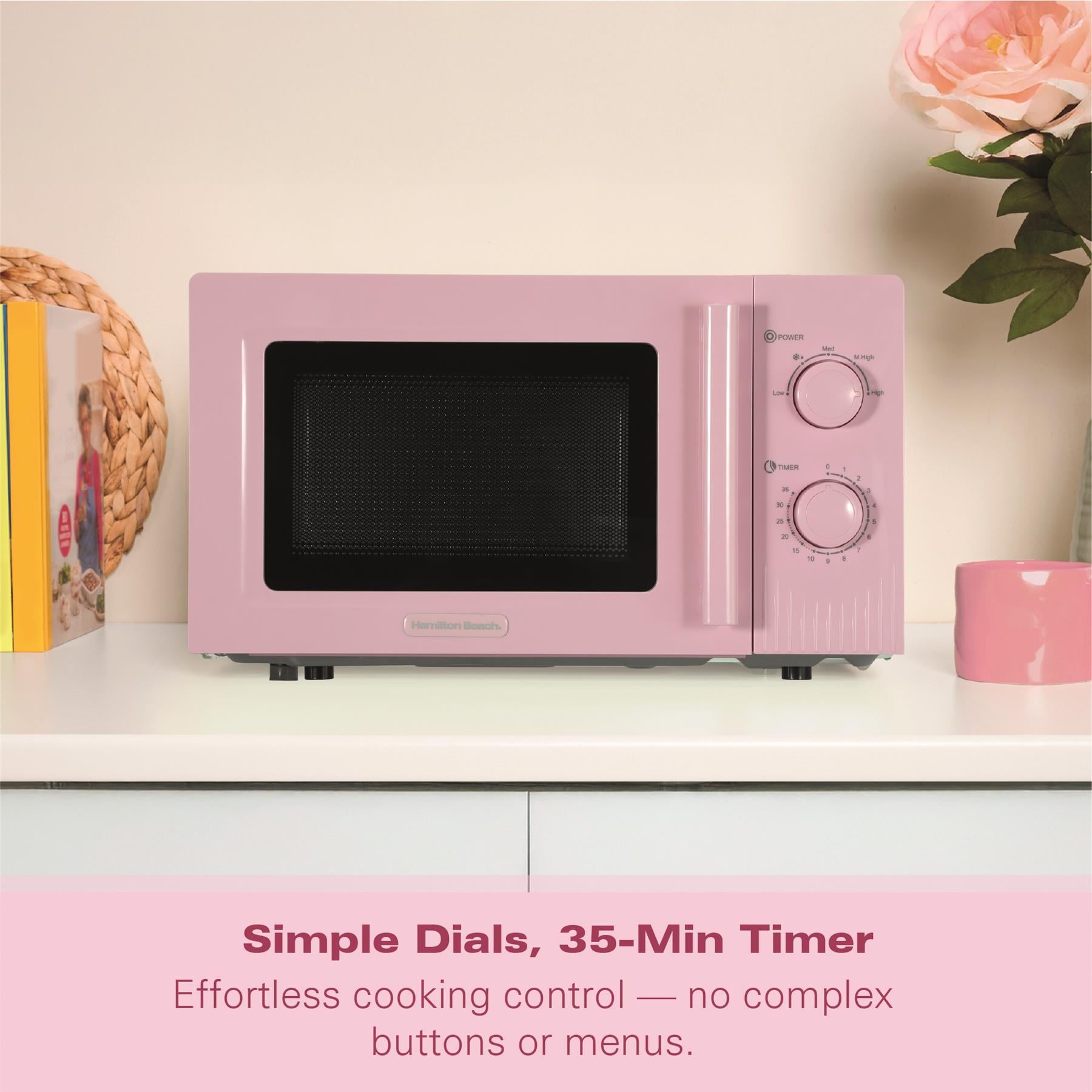 Hamilton Beach Miami Manual 800W Microwave - Flamingo Pink