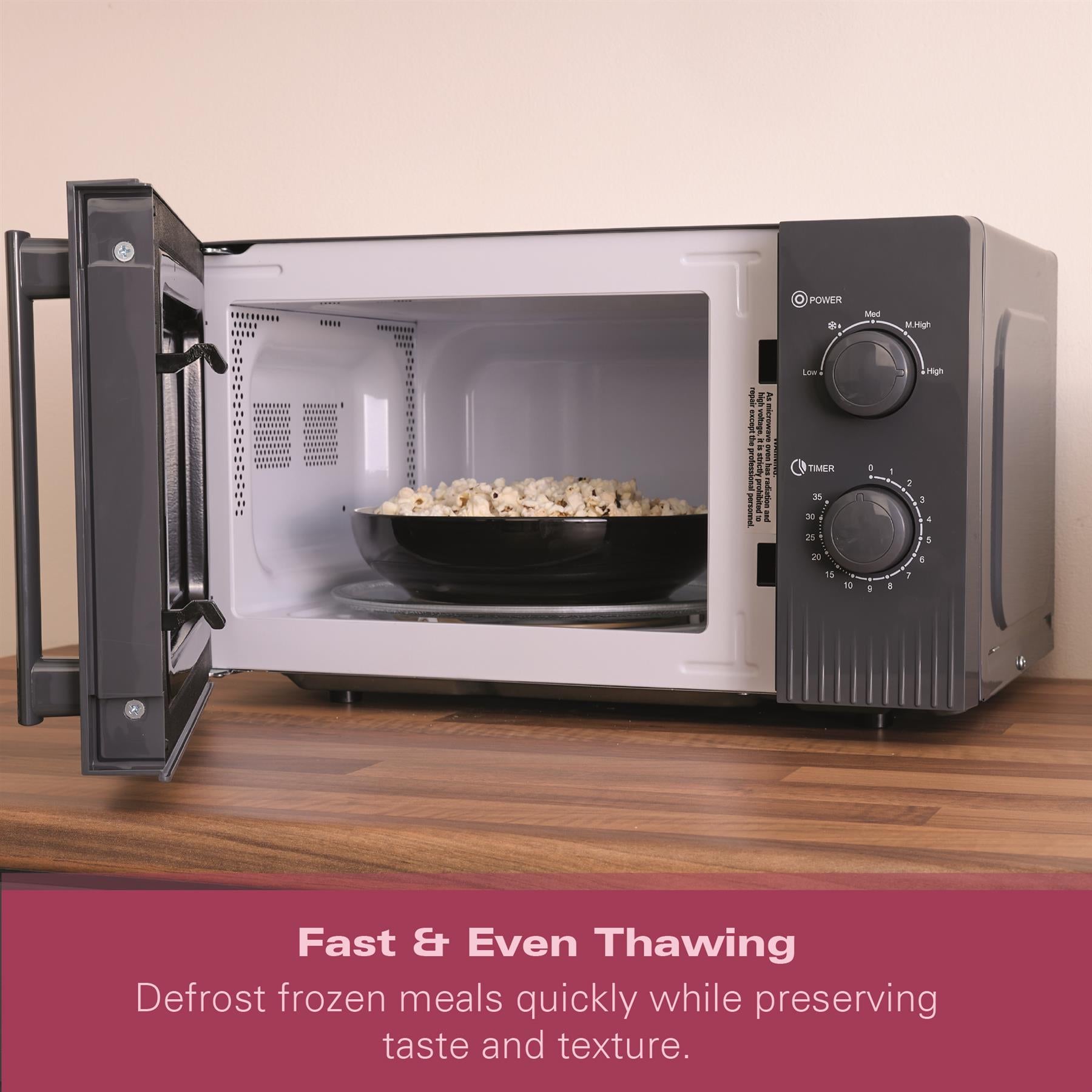 Hamilton Beach Miami Manual 800W Microwave - Charcoal Grey