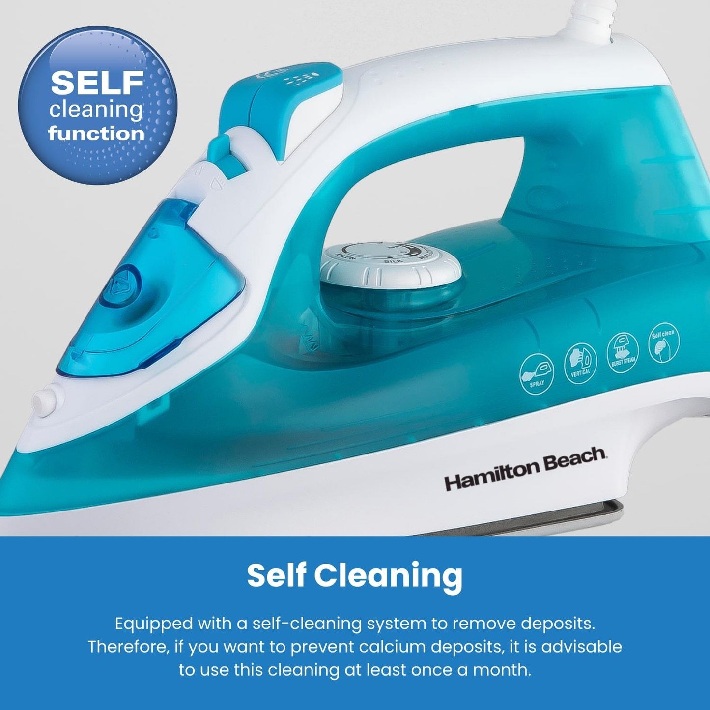 Hamilton Beach SteamMax 2200W Aqua & White Steam Iron