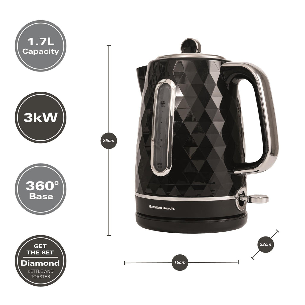 Hamilton Beach Diamond Kettle & Toaster Set Black