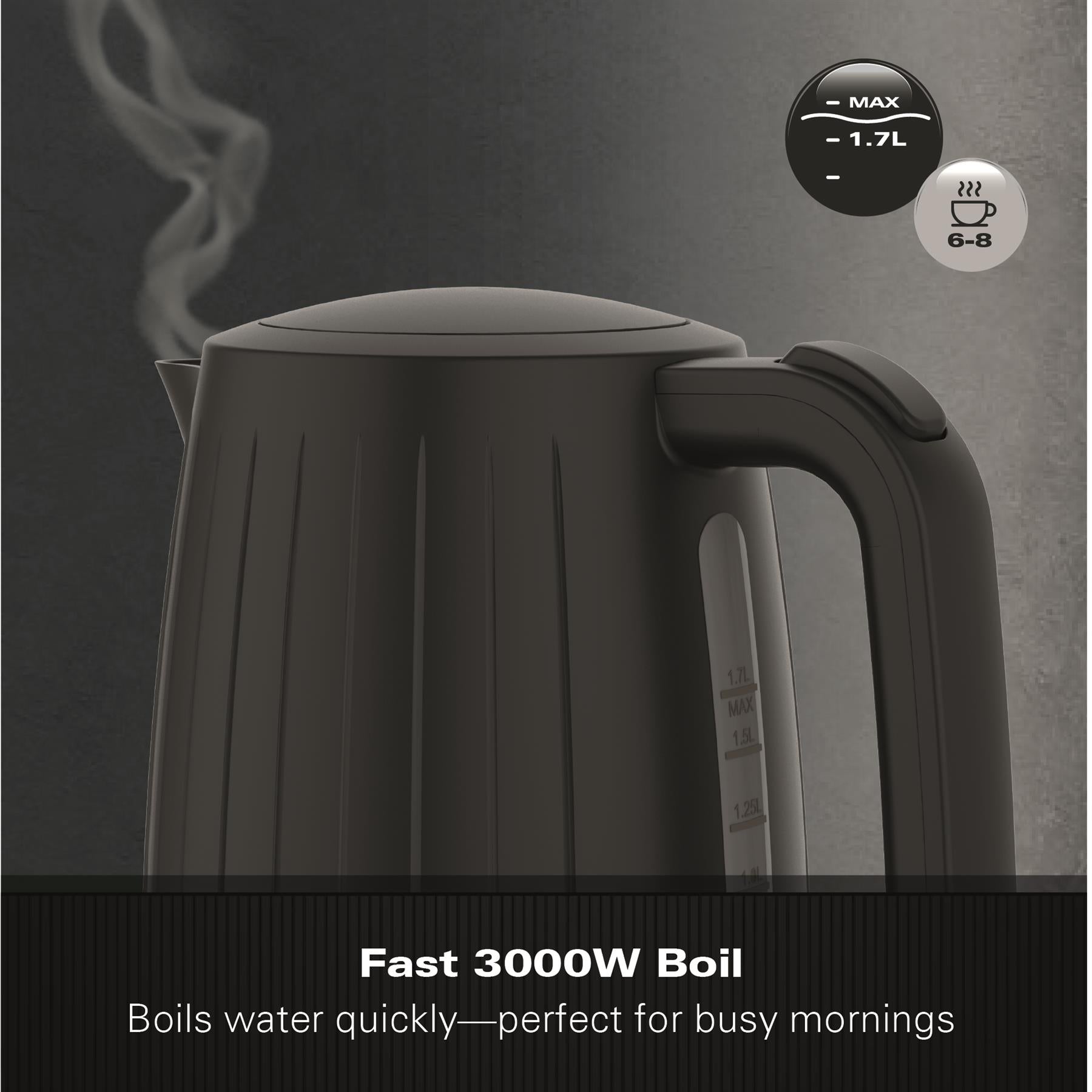 Stealth 1.7L Textured Kettle - Matte Black