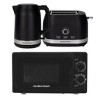 Hamilton Beach Ella Kettle, Toaster & 20L Stainless Steel Cavity Microwave Set - Black
