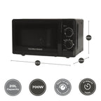 Hamilton Beach 20L Manual Black Microwave With Stainless Steel Cavity - Hamilton Beach UK