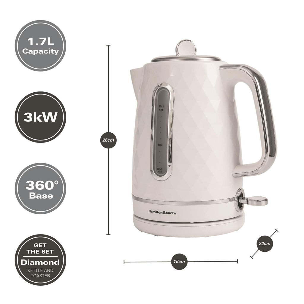 Hamilton Beach Diamond Kettle & Toaster Set White