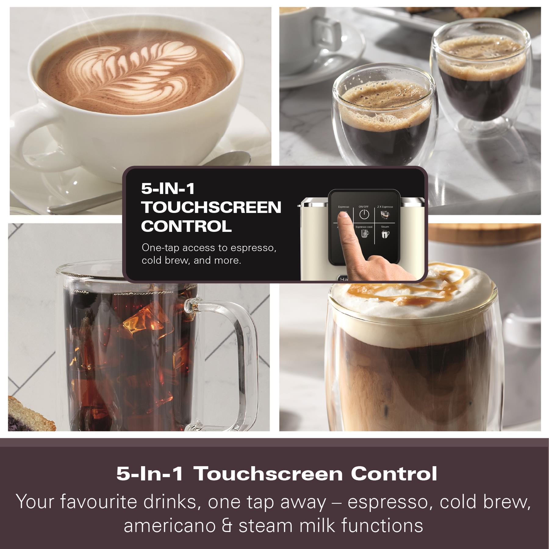 Hamilton Beach BaristaPro Touch 5-in-1 Espresso Machine Cream