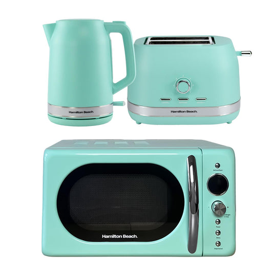 Hamilton Beach Ella Mint Kettle, Toaster & Microwave Set