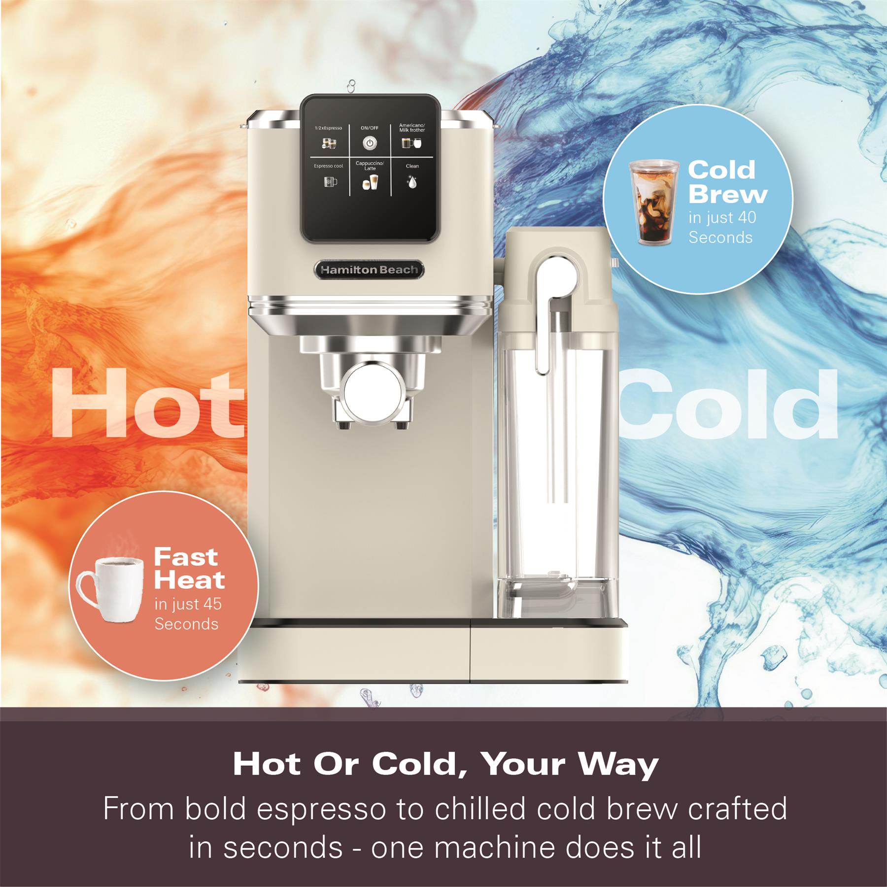 Hamilton Beach BaristaPro+ Touch 8-in-1 Espresso Machine Cream