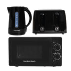 Hamilton Beach Essentials Kettle, Toaster & 20L Stainless Steel Cavity Microwave Set - Black