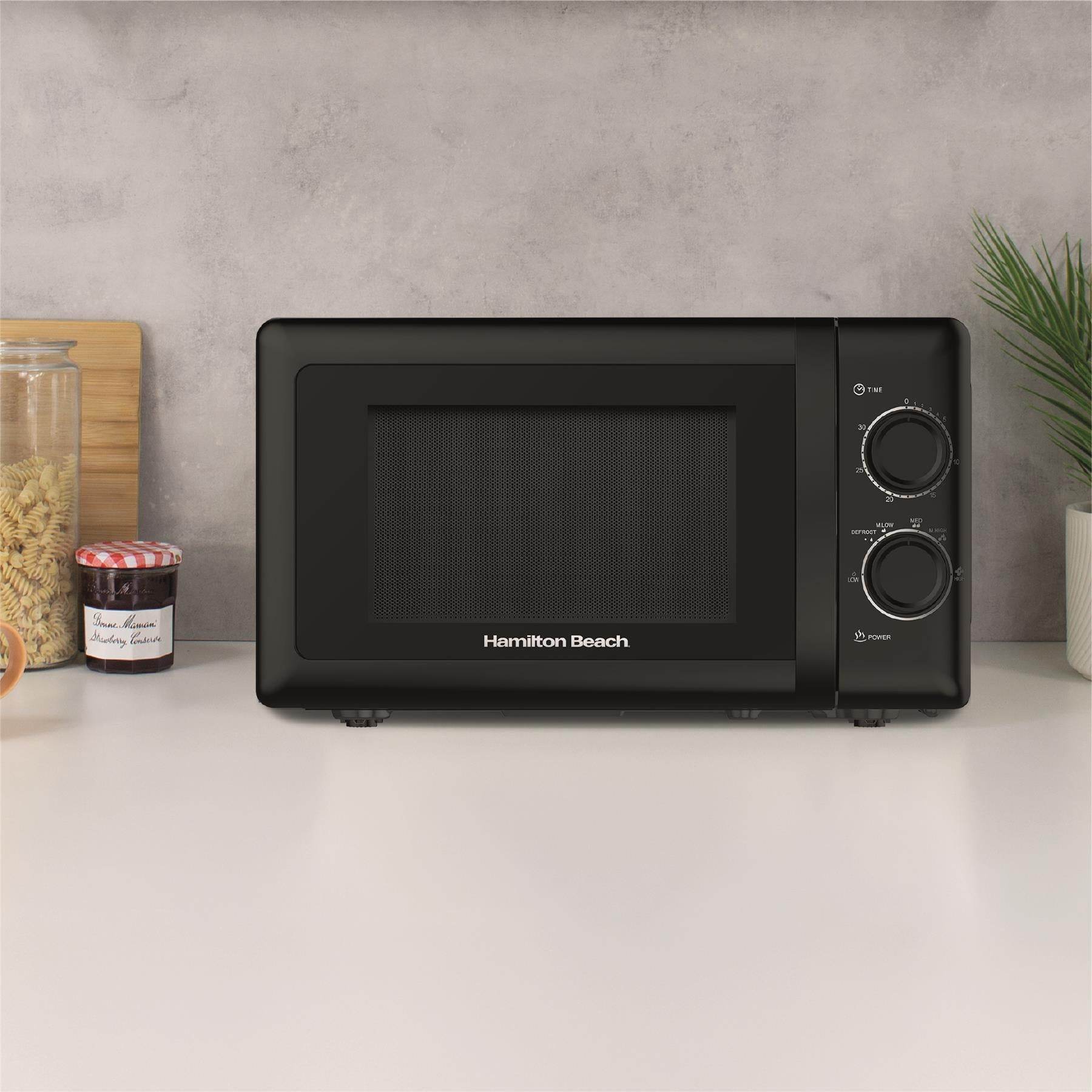 Hamilton Beach 20L Manual Microwave With Stainless Steel Cavity - Black - Hamilton Beach UK