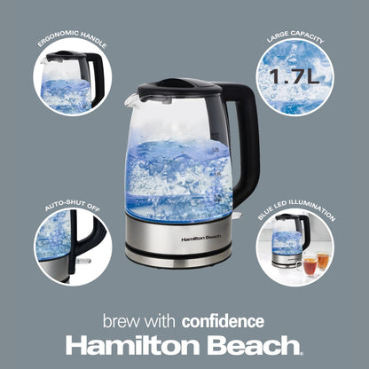 Hamilton Beach 1.7L Illuminating Glass Kettle