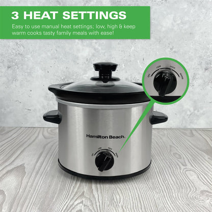 Hamilton Beach 'The Mighty Mini' 1.8L Silver Slow Cooker