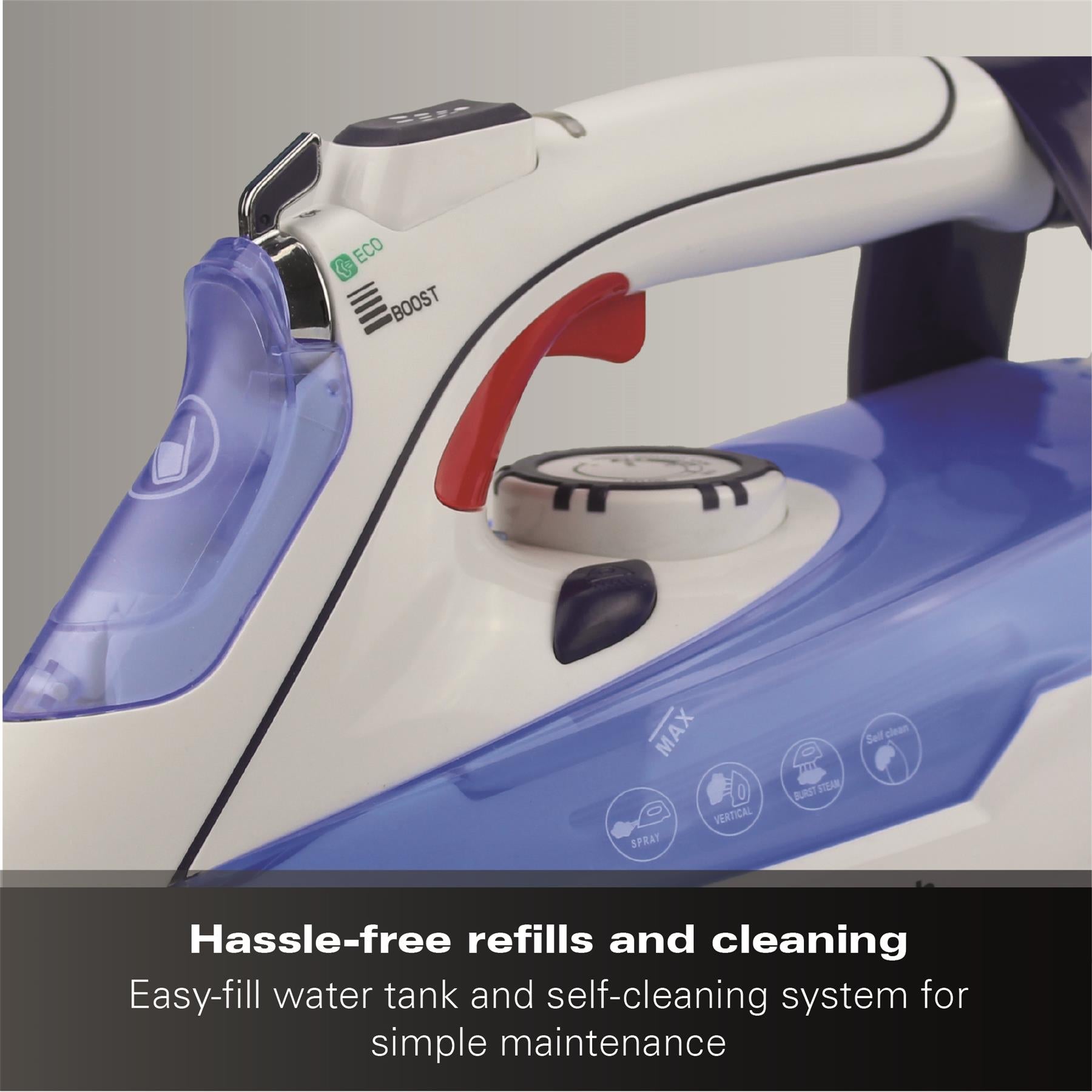 Pro SteamMax 3000W Steam Iron - White & Blue