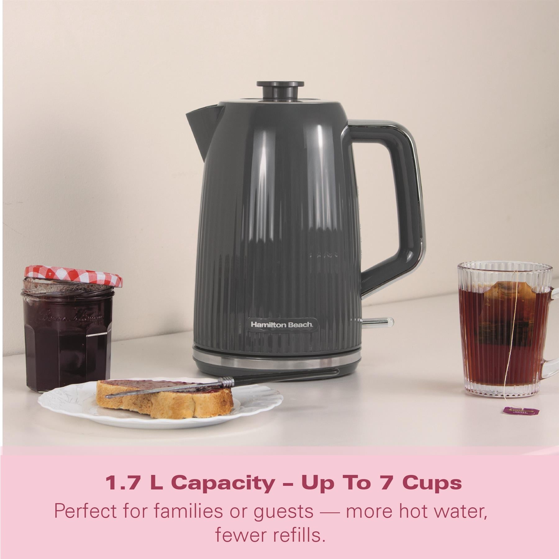 Hamilton Beach Miami 1.7L Kettle Charcoal Grey