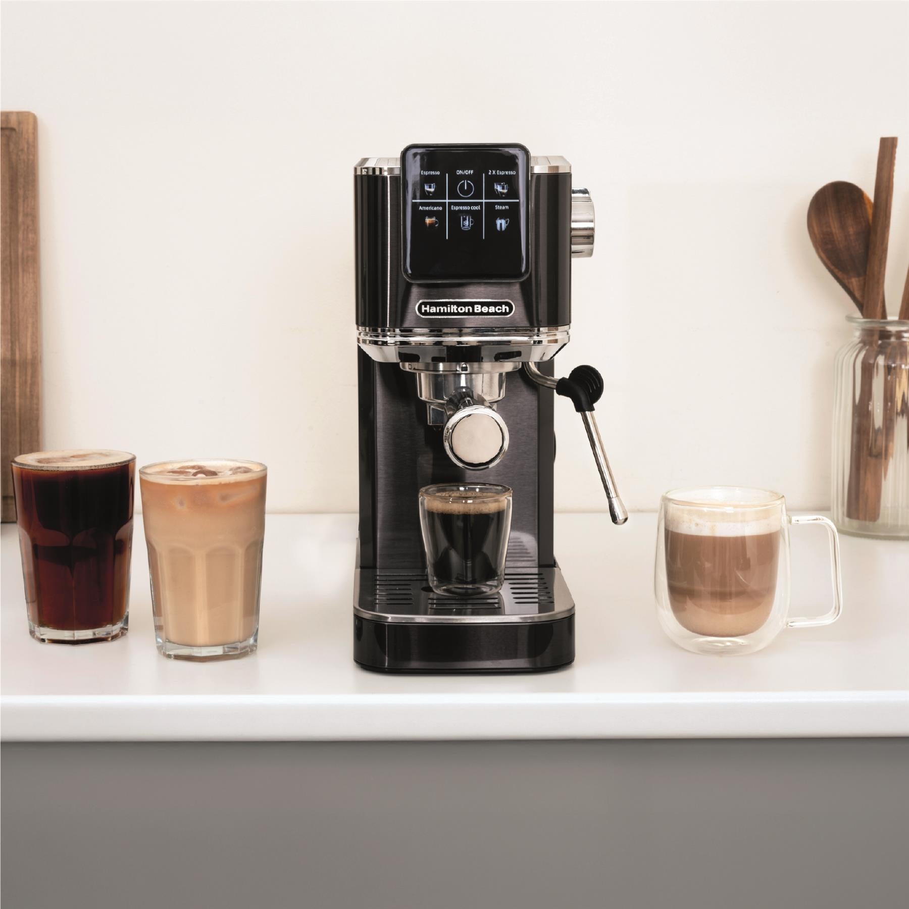 Hamilton Beach BaristaPro Touch 5-in-1 Espresso Machine Black