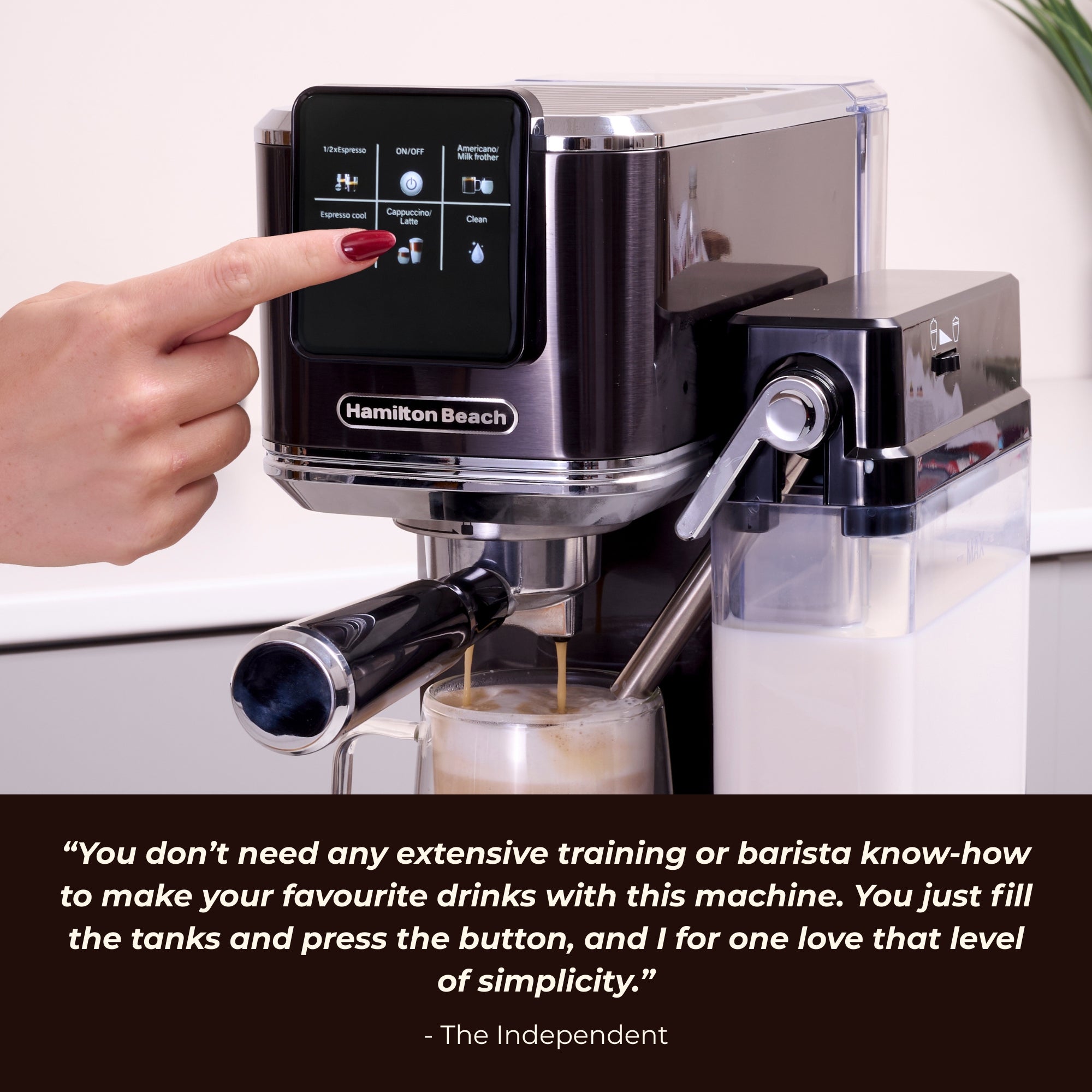 Hamilton Beach BaristaPro+ Touch 8-in-1 Espresso Machine Black