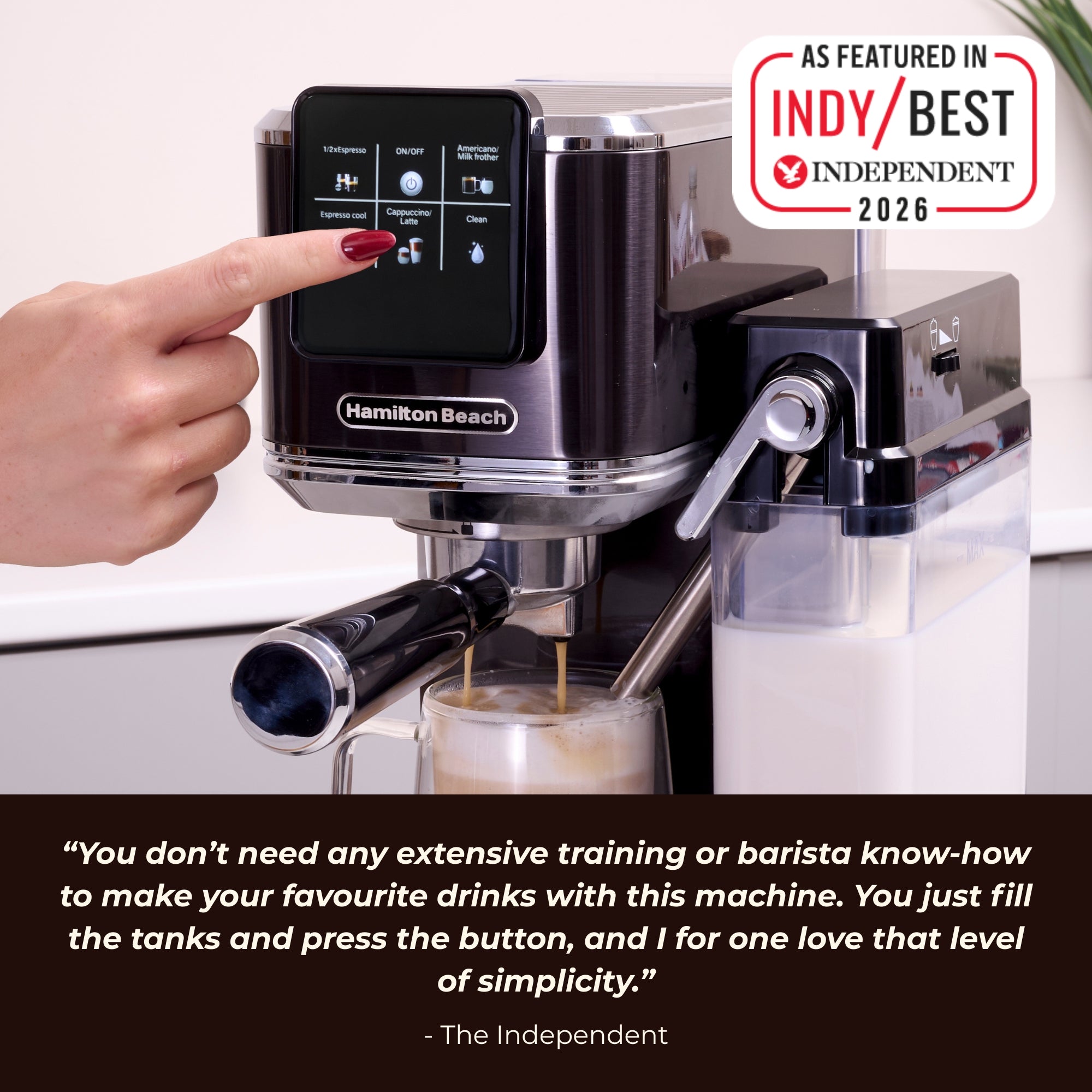 Hamilton Beach BaristaPro+ Touch 8-in-1 Espresso Machine Black