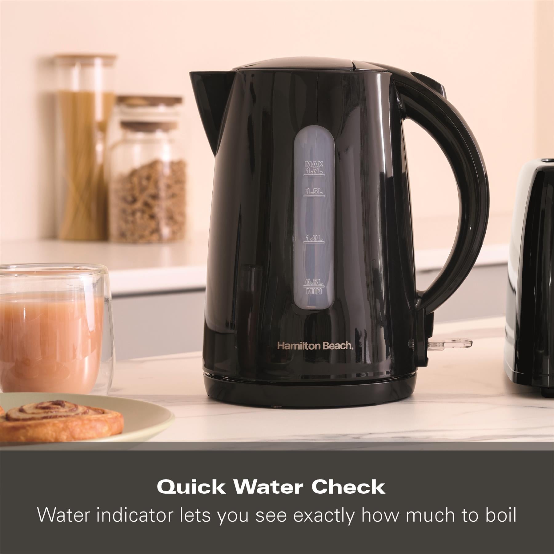 Hamilton Beach Essentials 1.7L Rapid Boil Kettle Black
