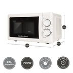 Hamilton Beach 20L Manual White Microwave With Stainless Steel Cavity - Hamilton Beach UK