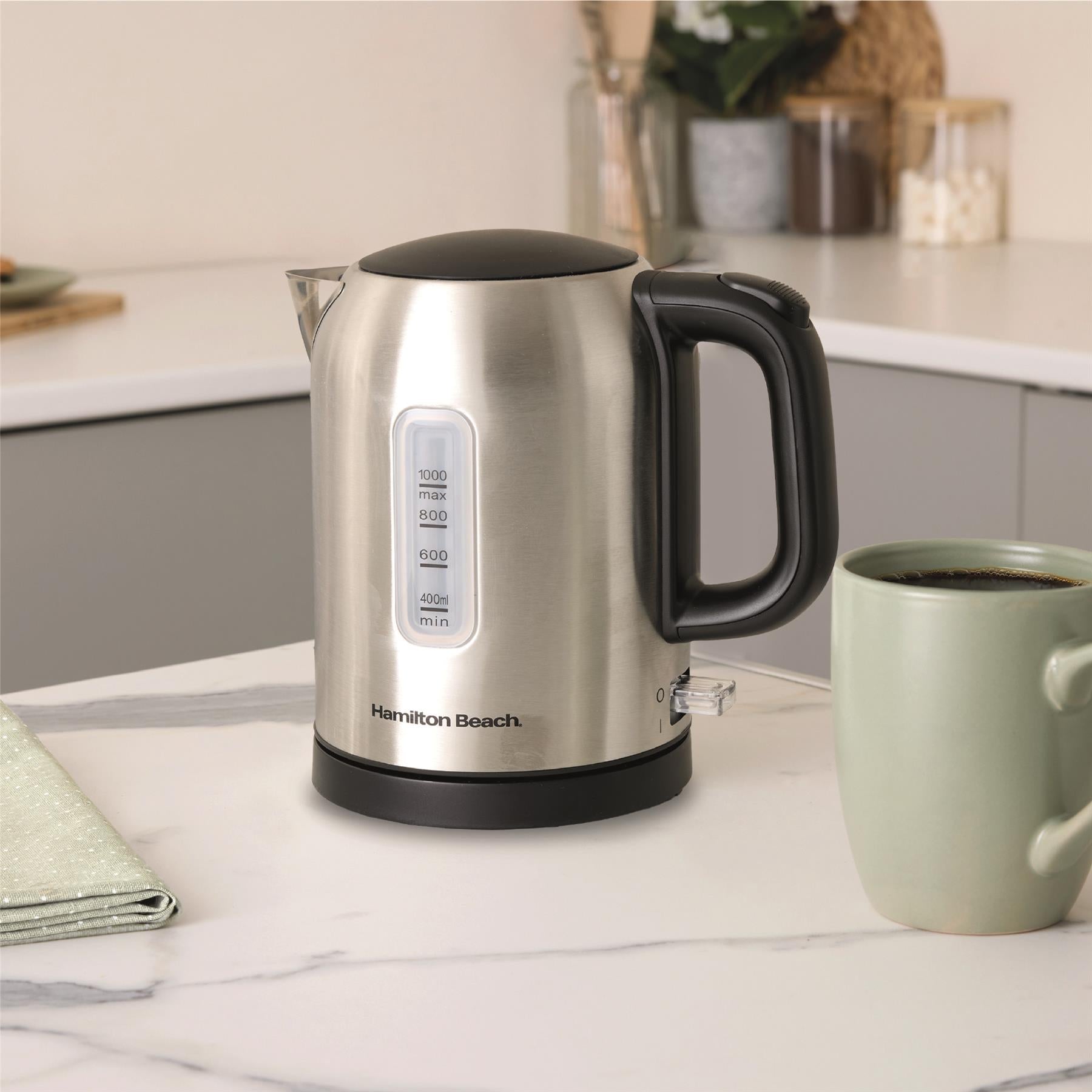 Compact 1L Kettle & Rise 2 Slice Toaster Set - Stainless Steel