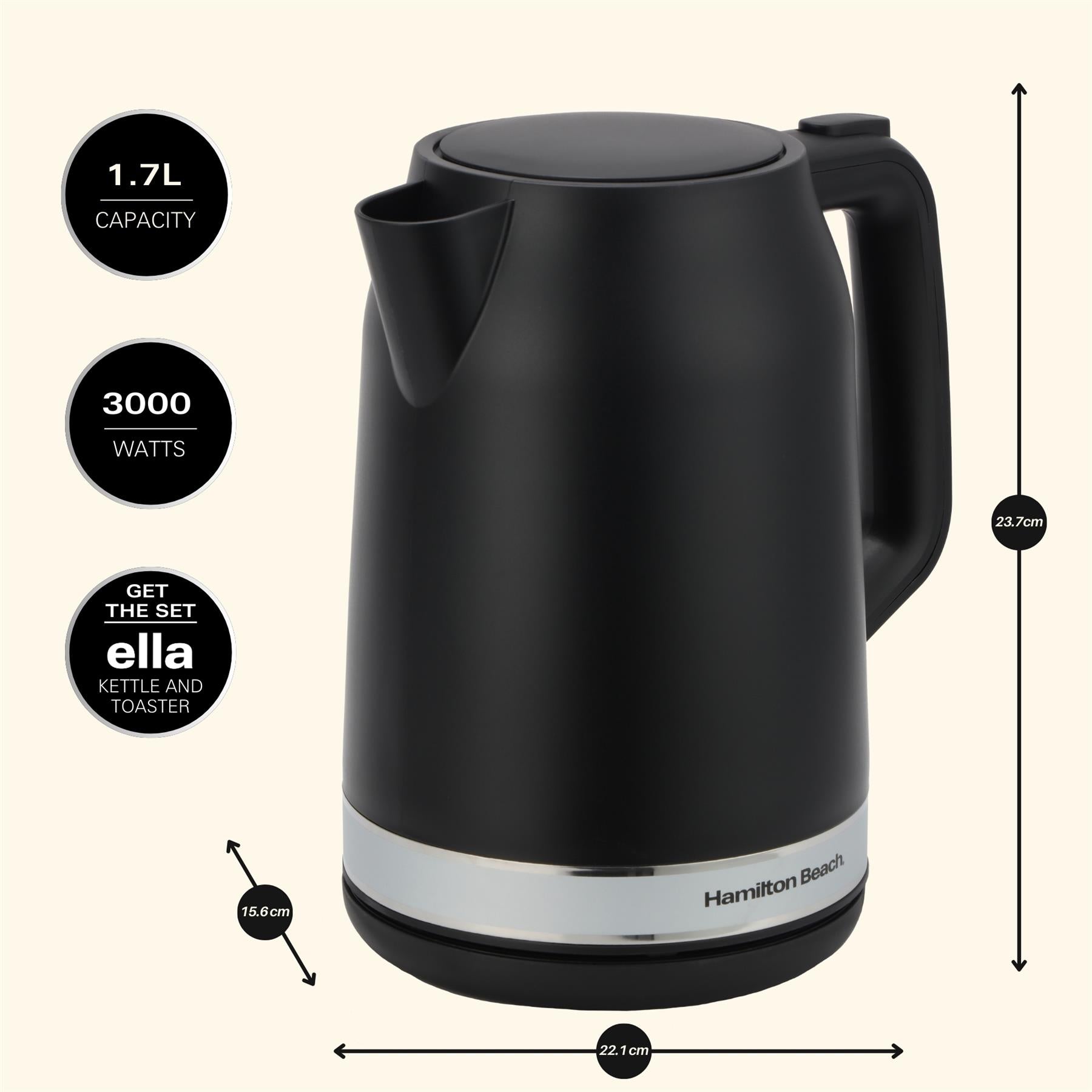 Ella 1.7L Kettle - Matte Black