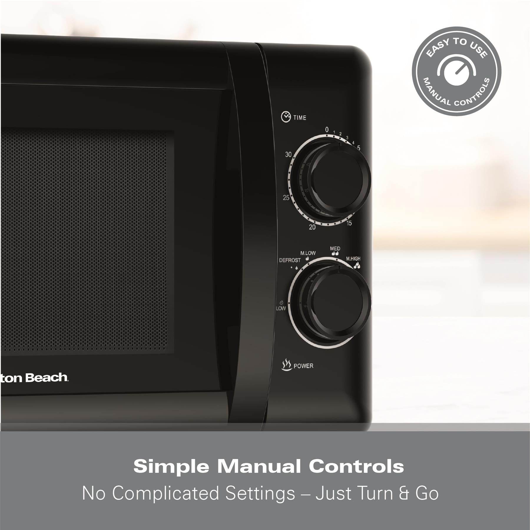 Hamilton Beach 20L Manual Microwave With Stainless Steel Cavity - Black - Hamilton Beach UK