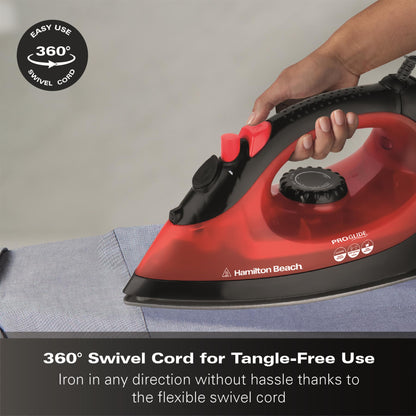 Hamilton Beach ProGlide 2200W Corded Steam Iron - Red & Black
