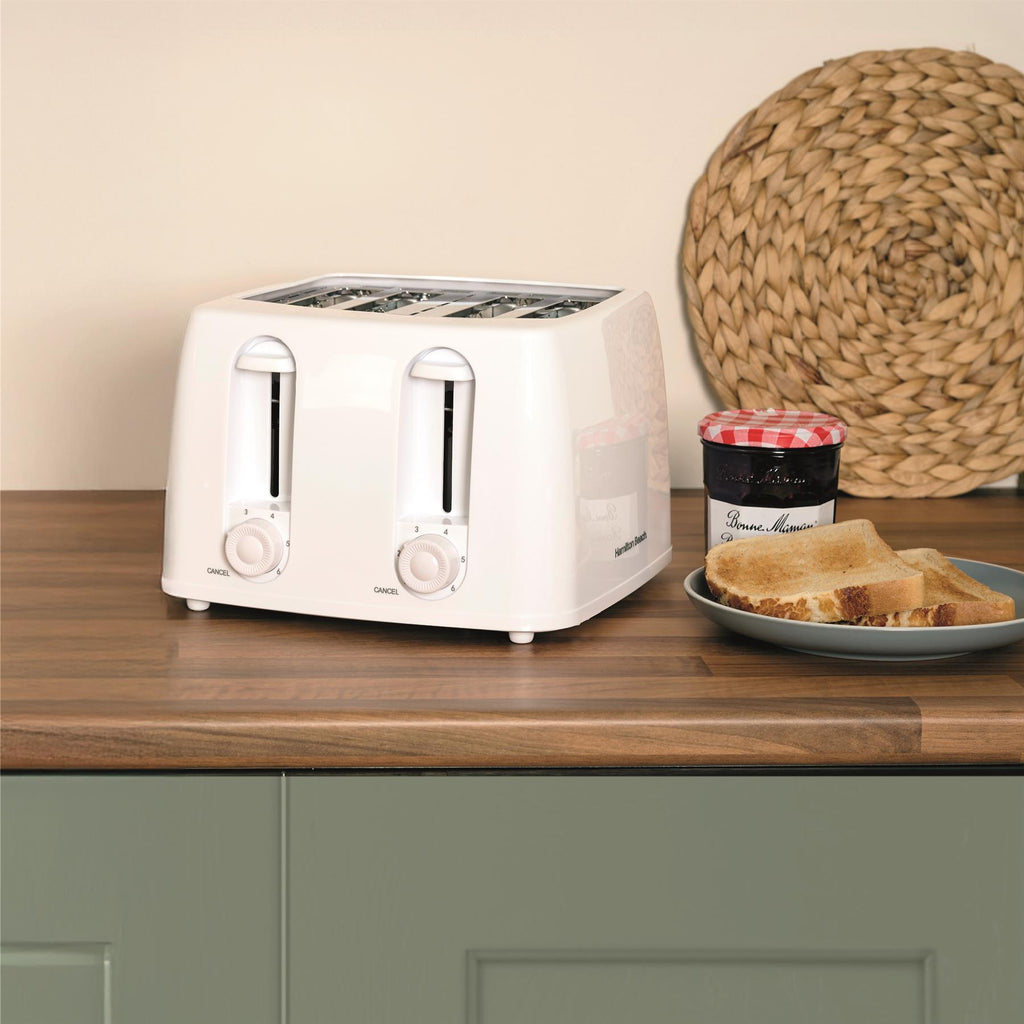 Hamilton Beach Essentials Kettle, 4 Slice Toaster & 20L Standard Microwave Set - White