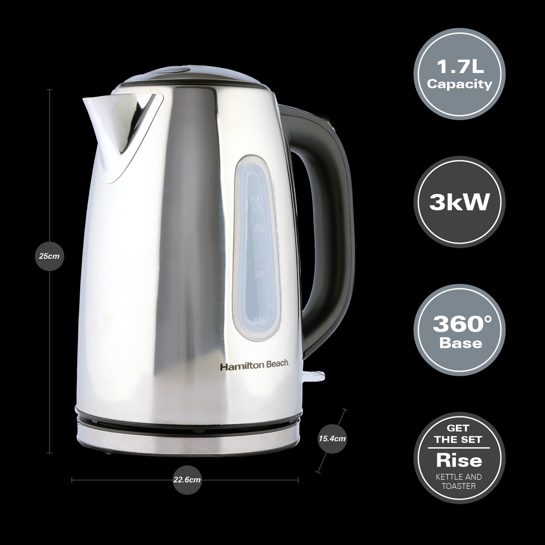 Rise Kettle, Toaster & Microwave Set - Polished